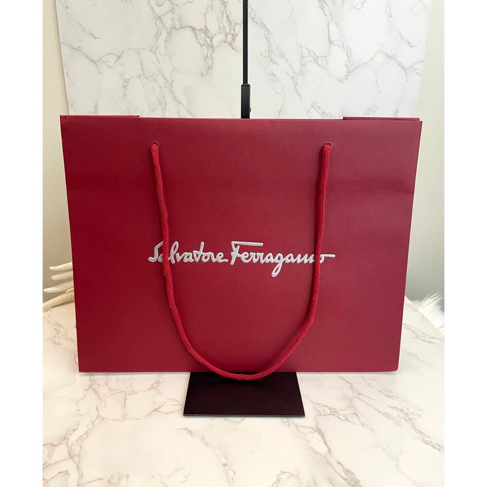 Salvatore Ferragamo Retail Red Heavy Paper Shopping Bag NWOT